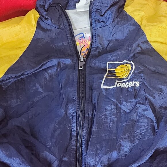 NBA Stuff Jump Ball Ball Hawk Retro Indiana Pacers Windbreaker by Mighty-Mac 18M - Picture 2 of 16